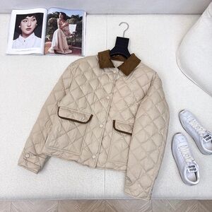 Miu Miu Light Beige Quilted Puffer with Dark Brown Accents